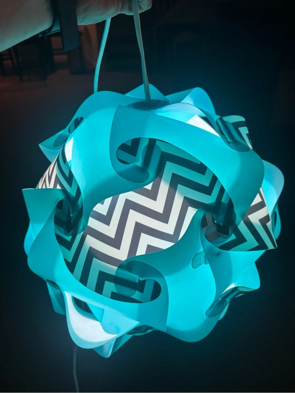 Blue Chevron Decorative Puzzle Ball Table Lamp - Unknown Brand